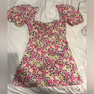 For Love & Lemons Puff Sleeve Floral Dress